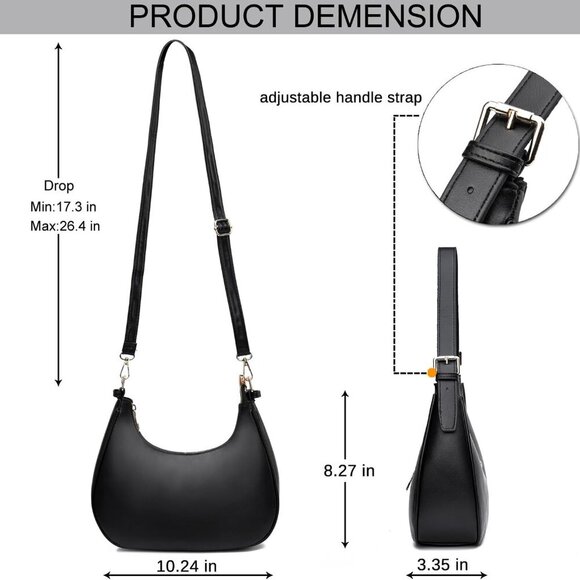 Small Crescent Shoulder Bags Purses for Women Retro Classic Clutch Hobo Tote Pur - Picture 4 of 6